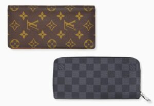 Louis Vuittonのモノグラム柄とブラック系チェック柄の長財布