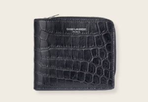 Saint Laurentのブラッククロコ型押しレザー二つ折り財布